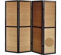 PEGANE Paravent en Bois Noir et Bambou de 4 pans