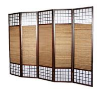 PEGANE Paravent japonais en bois et bambou de 5 panneaux