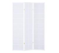 PEGANE Paravent Japonais Grands Carreaux Bois Blanc et Papier de Riz - 3 pans - Dim : H 175 cm