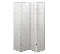 PEGANE Paravent japonais bois blanc et papier de riz H 175 cm | Grands carreaux, 4 pans