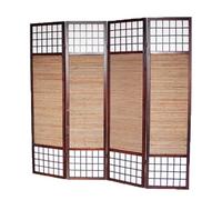 Paravent japonais avec 4 pans en bois avec bambou -PEGANE-