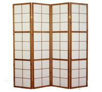 Paravent japonais Shoji en bois brun de 4 pans L176 x H175 x P2 cm -PEGANE-