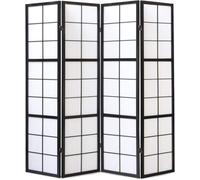 PEGANE Paravent Japonais Shoji en Bois Noir de 4 pans