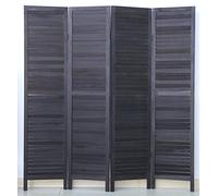 PEGANE Paravent Persienne 4 Pans Bois Noir