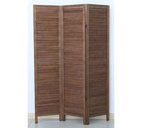 PEGANE Paravent persienne de 3 pans en Bois, Coloris Brun - Dim : H170 x L120cm