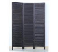 PEGANE Paravent persienne de 3 pans en Bois, Coloris Noir - Dim : H170 x L120cm