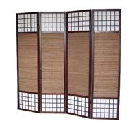 PEGANE Paravent séparateur de pièce en Bois Brun avec Bambou Spécial Taille 2 m de 4 pans Coloris Marron