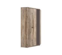 PEGANE Placard Armoire d'angle avec 1 Porte Coloris Chêne/Gris Motif écriture - Longueur 96 x Largeur 96 x Hauteur 205,5 cm