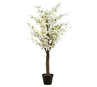 PEGANE Plante Artificielle Cerisier avec Fleurs artificiels Coloris Blanc avec Pot -Longueur 100 x Profondeur 100 x Hauteur 200 cm