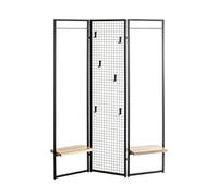 PEGANE Porte-Manteau Penderie, Portant vestiaire paravent en métal Coloris Noir - Longueur 133 x Hauteur 175 x Profondeur 24 cm