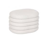 PEGANE Pouf de Rangement Ovale en Tissu Bouclette, Coloris Blanc - Longueur 59 x Profondeur 45 x Hauteur 40 cm
