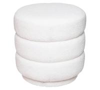 PEGANE Pouf Rond en Bouclette, Coloris Blanc - Diamètre 37,5 x Hauteur 40 cm