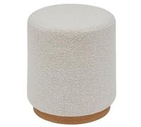 PEGANE Pouf Ronde en Tissu Bouclette crème - Longueur 41 x Profondeur 41 x Hauteur 45 cm