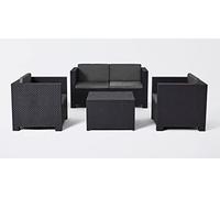 PEGANE Salon de Jardin 4 Places en résine Coloris Anthracite (1 canapé 2 Places + 2 fauteuils + 1 Table Basse)