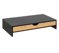 PEGANE Support écran d'ordinateur pour Bureau avec tiroir en Bois Coloris Noir, Naturel - Longueur 47 x Profondeur 25 x Hauteur 10 cm