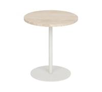 PEGANE Table à café Table d'appoint Ronde en travertin et métal Blanc - Diamètre 40 x Hauteur 45 cm