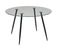 PEGANE Table à Diner Table à Manger Ronde 4 Places en Verre trempé - Diamètre 120 x Hauteur 74,4 cm