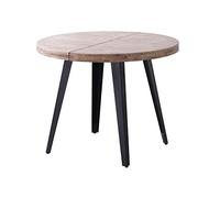 PEGANE Table à Manger Ronde Extensible en Bois de chêne Miel avec Pieds en métal Noir-Longueur 140-180 x Profondeur 100 x Hauteur 76 cm