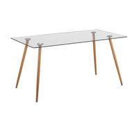 PEGANE Table à Manger, Table de Repas en Verre et Pieds métal Coloris chêne Cambrian - Longueur 140 x Profondeur 80 cm