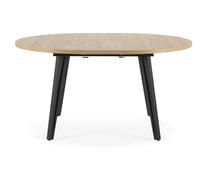 PEGANE Table à Manger Table de Repas Extensible Ronde Aspect Bois Coloris Naturel avec Pieds en métal Noir - Longueur 120-150 x Profondeur 120 x Hauteur 77 cm