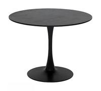 PEGANE Table à Manger, Table de Repas Ronde en métal et MDF Coloris Noir -diamètre 102 x Hauteur 76 cm