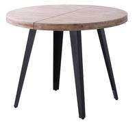 PEGANE Table à Manger, Table de Repas Ronde Extensible en Bois Coloris chêne Miel, Pieds en métal Coloris Noir - diamètre 120-200 x Hauteur 76 cm