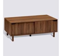 PEGANE Table Basse avec 2 niches Rangement et Portes coulissantes - Longueur 108 x Profondeur 60 x Hauteur 42 cm