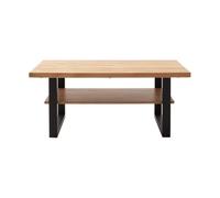 PEGANE Table Basse avec étagère Coloris chêne Massif huilé - Longueur 115 × Largeur 65 × Hauteur 49 cm