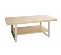 PEGANE Table Basse Coloris Chêne Naturel et métal Gris - Longueur 120 x Profondeur 60 x Hauteur 45 cm