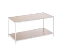 PEGANE Table Basse de Salon Table d'appoint à 2 Niveaux, Structure en métal Blanche - Longueur 80 x Largeur 40 x Hauteur 38cm