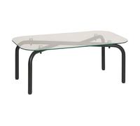 PEGANE Table Basse en Verre Transparent et Pieds en métal Noir - Longueur 110 x Largeur 60 x Hauteur 44,5 cm