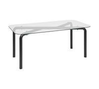 PEGANE Table Basse en Verre Transparent et Pieds en métal Noir - Longueur 180 x Largeur 90 x Hauteur 75,5 cm