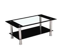 PEGANE Table Basse Fixe avec Plateau en Verre trempé Transparent avec Bord Noir et Pieds en Acier - Longueur 100 x Hauteur 42 x Profondeur 60 cm