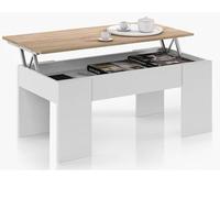 PEGANE Table Basse modulable en Panneaux de Particules Coloris Blanc artik/chêne Canadien -Dim : L100 x P50 x H42 cm