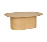 PEGANE Table Basse Ovale Coloris Effet Bois Clair - Longueur 100 x Largeur 70 x Hauteur 36,4 cm