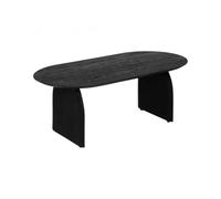 PEGANE Table Basse Ovale en Bois de manguier Finition Texturée, Coloris Noir - Longueur 120 x Profondeur 60 x Hauteur 45 cm
