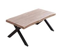 Table basse relevable en bois et mtal coloris chêne miel noir - longueur 120 x profondeur 66 x hauteur 47-62 cm - PEGANE- Bois