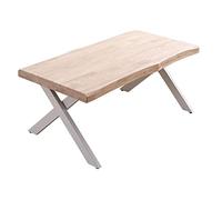 PEGANE Table Basse relevable en Bois et métal Coloris chêne nordiqueblanc - Longueur 120 x Profondeur 66 x Hauteur 47-62 cm