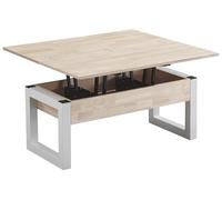 Table basse relevable et extensible coloris chêne nordique/Blanc - Longueur 110 x Profondeur 102 - 110 x Hauteur 51 cm - PEGANE - Bois