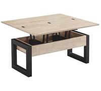 Table basse relevable et extensible coloris chêne nordique/Noir - Longueur 110 x Profondeur 102 - 110 x Hauteur 51 cm - -