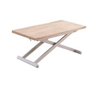 PEGANE Table Basse relevable Extensible en Bois et métal Coloris chêne Nordique/Blanc - Longueur 110-114 x Profondeur 57 x Hauteur 49-76 cm