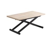 PEGANE Table Basse relevable Extensible en Bois et métal Coloris chêne Nordique/Noir - Longueur 110-114 x Profondeur 57-110 x Hauteur 49-76 cm