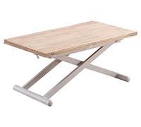 PEGANE Table Basse relevable Extensible en Bois et métal Coloris chêne nordiqueblanc - Longueur 110-114 x Profondeur 57 x Hauteur 49-76 cm