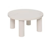 Table basse ronde avec 3 pieds effet cannelé, coloris Ivoire - Diamètre 70 x Hauteur 35 cm - -