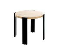 PEGANE Table Basse Ronde Coloris chêne et métal Noir - Diamètre 50 x Hauteur 46 cm