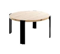 PEGANE Table Basse Ronde Coloris chêne et métal Noir - Diamètre 75 x Hauteur 42 cm