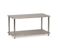 PEGANE Table Basse, Table d'appoint Coloris Effet Bois Clair avec Pieds métallique chromé - Longueur 80 x Largeur 40 x Hauteur 41cm