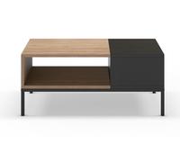 PEGANE Table Basse, Table de Salon Aspect Bois Coloris Naturel, Noir et Pieds en métal Coloris Noir -Longueur 90 x Profondeur 56 x Hauteur 40 cm