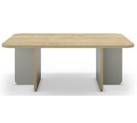 PEGANE Table Basse, Table de Salon rectangulaire Aspect Bois Coloris chêne et Pieds Coloris Vert - Longueur 100 x Profondeur 60 x Hauteur 42 cm