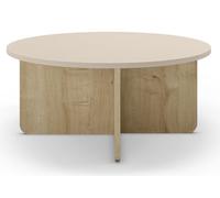 PEGANE Table Basse, Table de Salon Ronde Aspect Bois Coloris crème - diamètre 80 x Hauteur 38 cm